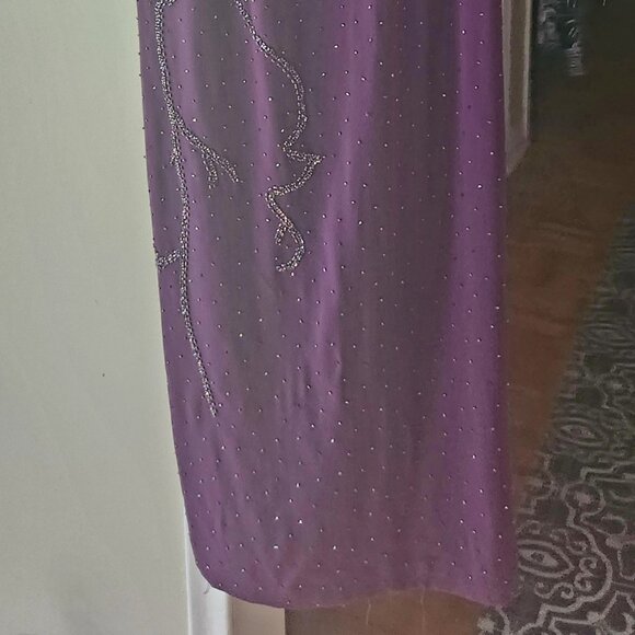 J7 - Exquisite Starburst Fully Beaded Beautiful Maxi Gown - slit in back - Picture 3 of 9